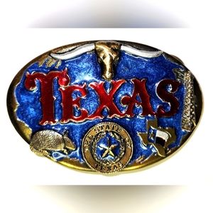 Vintage The Great American Buckle Co Texas Longhorn Armadillo Made In USA